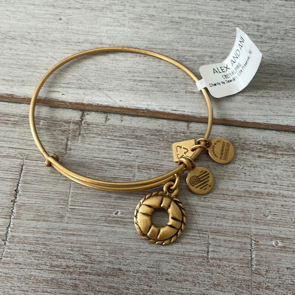 Alex & Ani Life Preserver Gold Charm Bracelet NWT